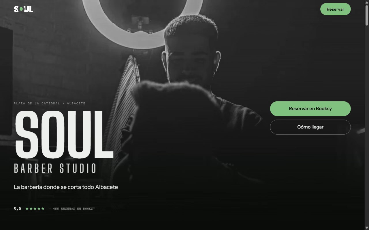 Captura de la web de SOUL BARBER STUDIO